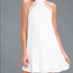 Form white lace halter dress